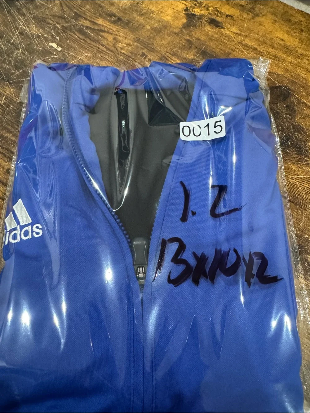 adidas Men’s Royal Blue and Black Performance Jacket with White Stripes